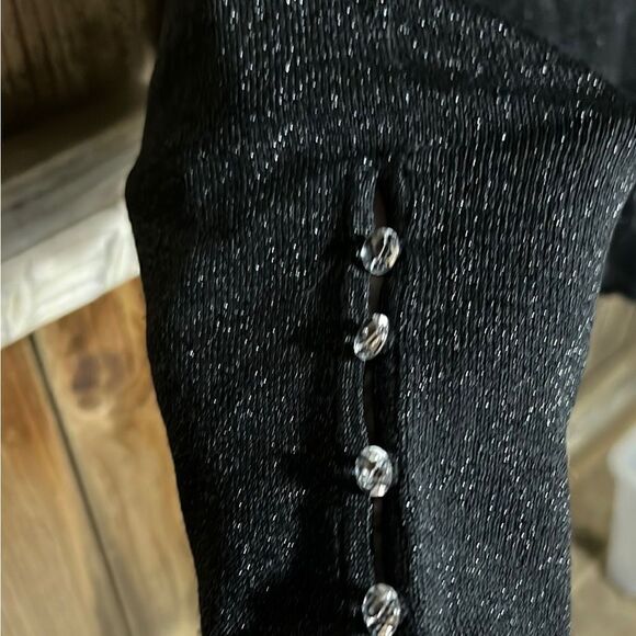 Lane Bryant top turtleneck long sleeve black silver metallic 14 - Picture 4 of 6